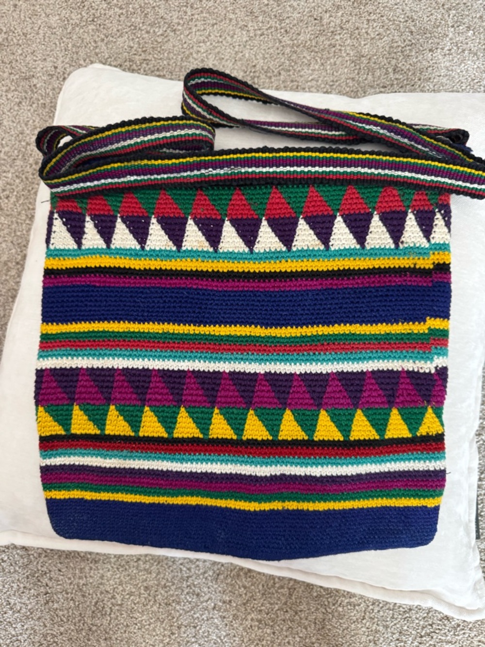 Vintage Guatemalan Handwoven Boho Bag - Vibrant Mayan Geometric Design